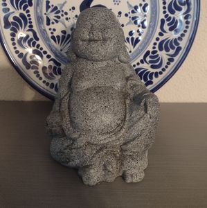 Momentum Brands Sitting Stone Buddha Figure Smiling Statue Table Home Decor